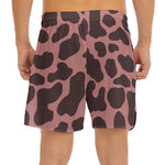 Red Brown Cow Print Men's Split Running Shorts