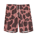 Red Brown Cow Print Men's Athletic Shorts