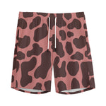 Red Brown Cow Print Men's Sports Shorts
