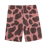 Red Brown Cow Print Men's Sports Shorts