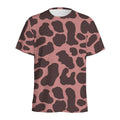 Red Brown Cow Print Men's Athletic T-Shirt