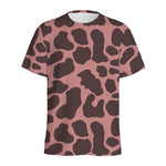 Red Brown Cow Print Men's Sports T-Shirt