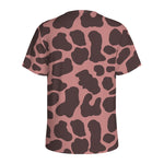 Red Brown Cow Print Men's Sports T-Shirt