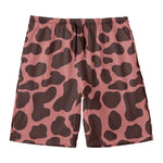 Red Brown Cow Print Men's Swim Trunks