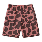 Red Brown Cow Print Men's Swim Trunks
