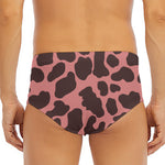 Red Brown Cow Print Men's Triangle Swim Briefs