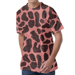 Red Brown Cow Print Men's Velvet T-Shirt