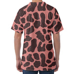 Red Brown Cow Print Men's Velvet T-Shirt