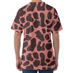 Red Brown Cow Print Men's Velvet T-Shirt