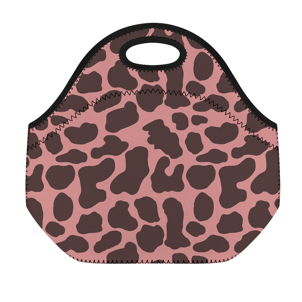 Red Brown Cow Print Neoprene Lunch Bag