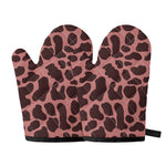 Red Brown Cow Print Oven Mitts