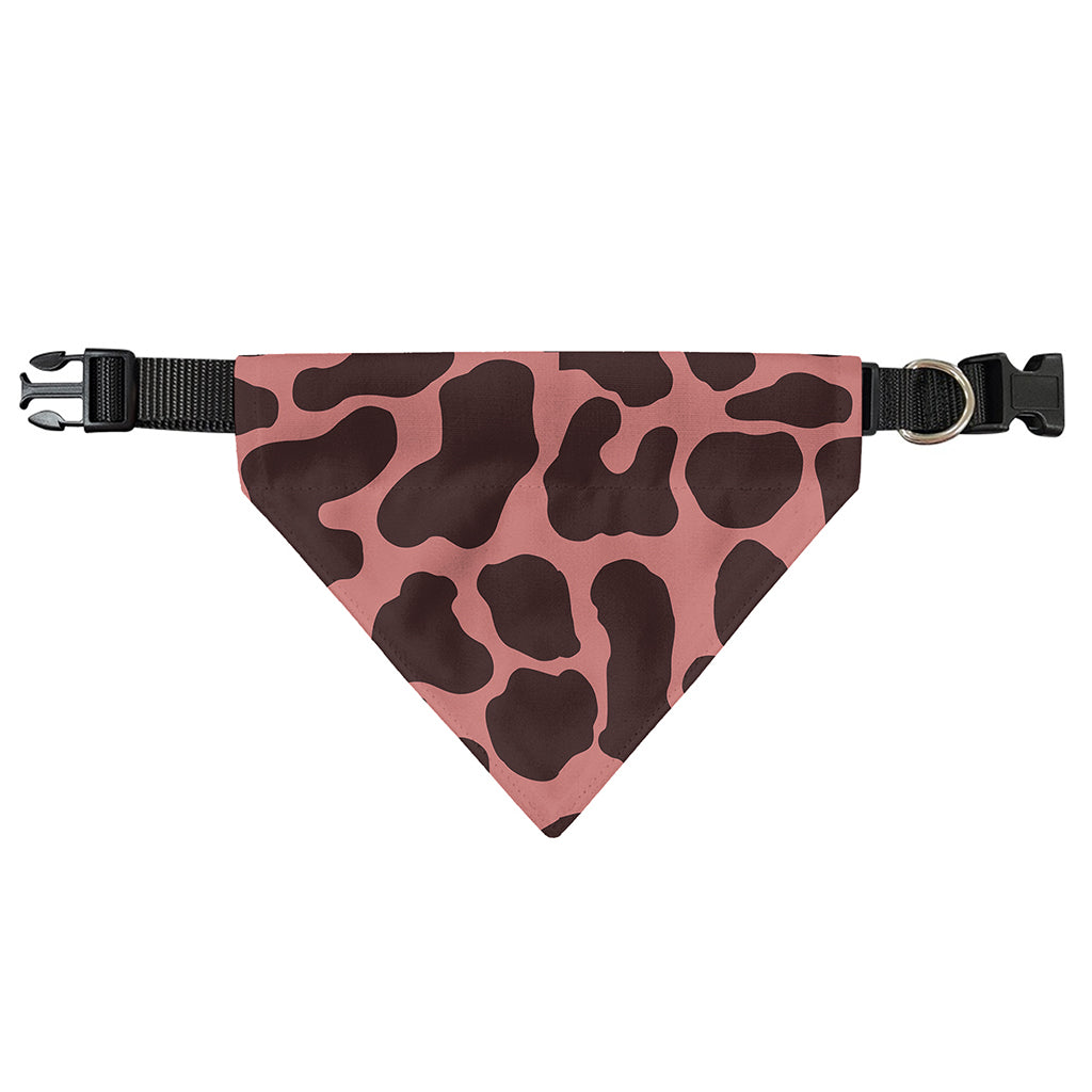 Red Brown Cow Print Over The Collar Dog Bandana