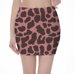Red Brown Cow Print Pencil Mini Skirt