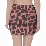 Red Brown Cow Print Pencil Mini Skirt