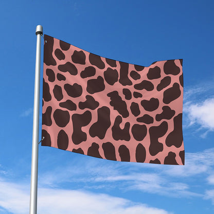 Red Brown Cow Print Polyester Flag