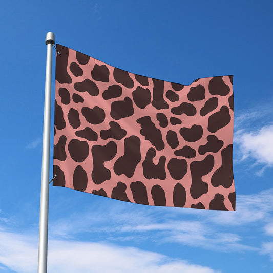 Red Brown Cow Print Polyester Flag
