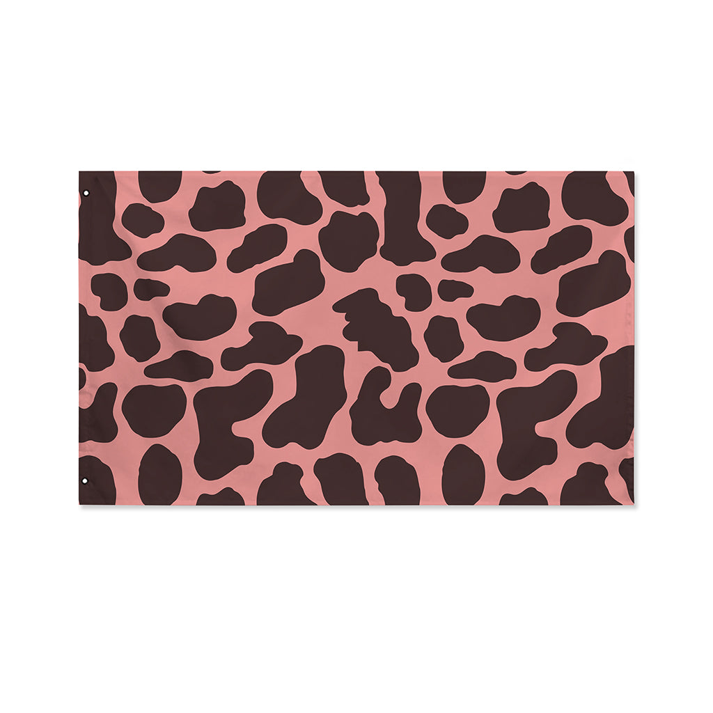 Red Brown Cow Print Polyester Flag