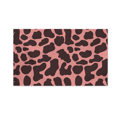 Red Brown Cow Print Polyester Flag