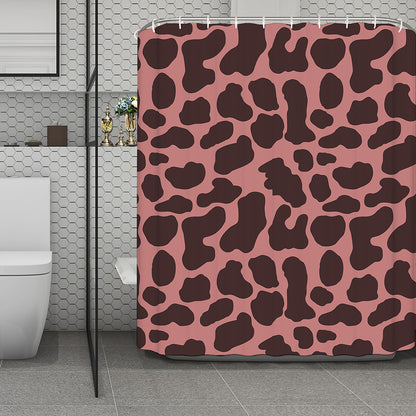 Red Brown Cow Print Polyester Shower Curtain