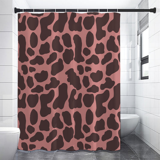 Red Brown Cow Print Premium Shower Curtain