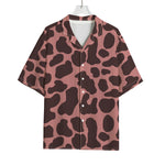 Red Brown Cow Print Rayon Hawaiian Shirt