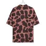 Red Brown Cow Print Rayon Hawaiian Shirt