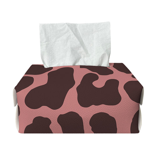 Red Brown Cow Print Rectangle Tissue Box Cover