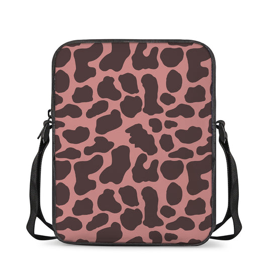 Red Brown Cow Print Rectangular Crossbody Bag