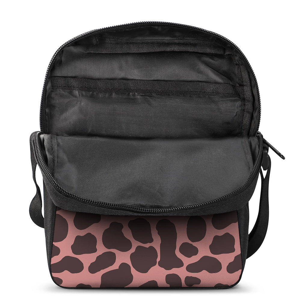 Red Brown Cow Print Rectangular Crossbody Bag