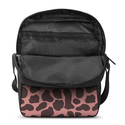 Red Brown Cow Print Rectangular Crossbody Bag