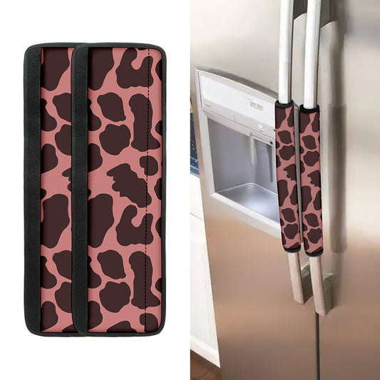 Red Brown Cow Print Refrigerator Handle Covers