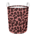Red Brown Cow Print Round Laundry Basket