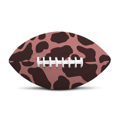Red Brown Cow Print Rugby Ball