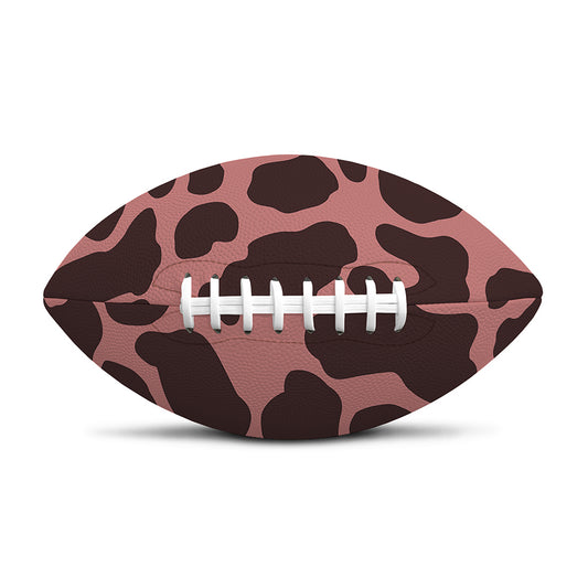 Red Brown Cow Print Rugby Ball