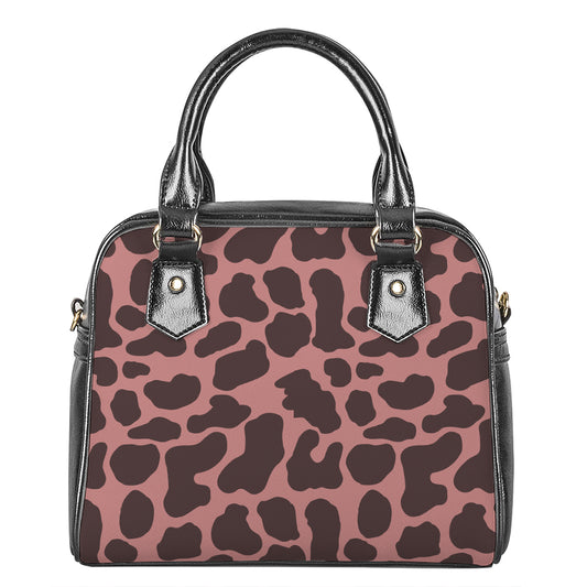 Red Brown Cow Print Shoulder Handbag