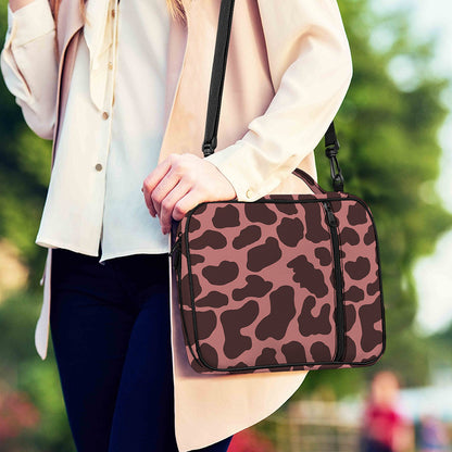 Red Brown Cow Print Shoulder Strap Bible Bag