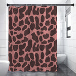 Red Brown Cow Print Shower Curtain