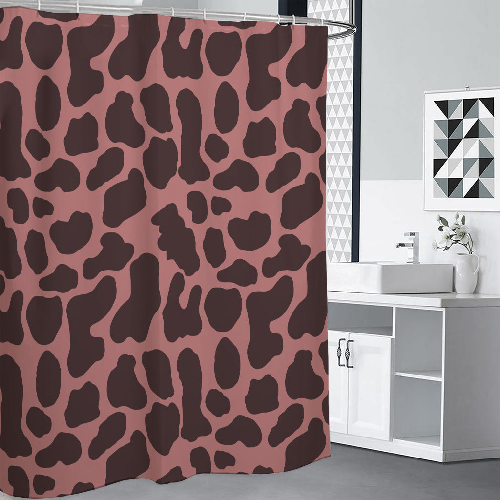 Red Brown Cow Print Shower Curtain