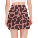 Red Brown Cow Print Side Slit Mini Skirt