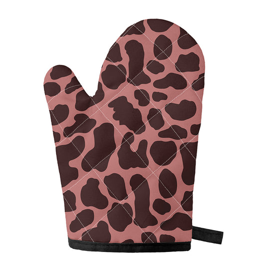 Red Brown Cow Print Single Oven Mitt