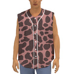 Red Brown Cow Print Sleeveless Baseball Jersey