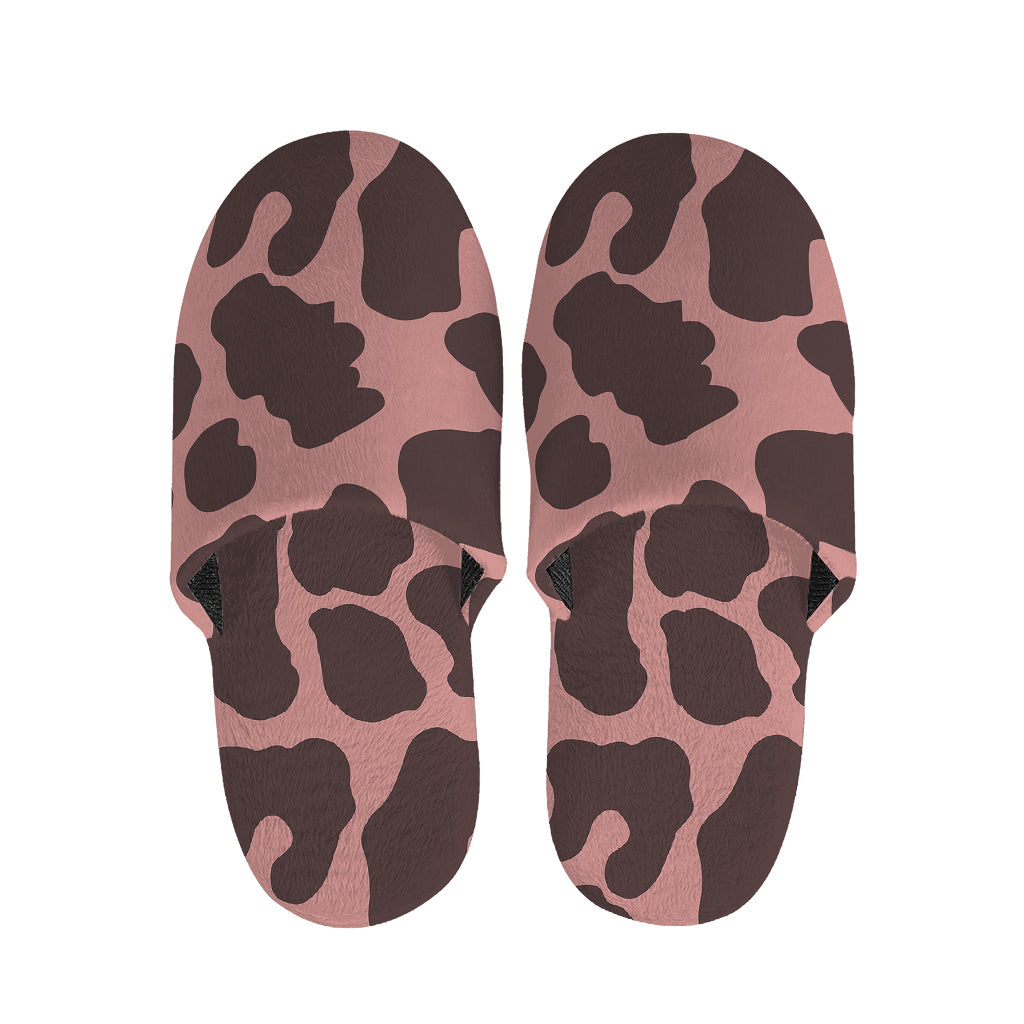 Red Brown Cow Print Slippers