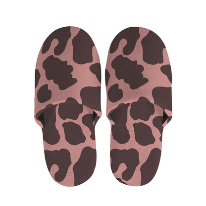 Red Brown Cow Print Slippers