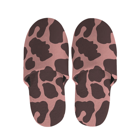 Red Brown Cow Print Slippers