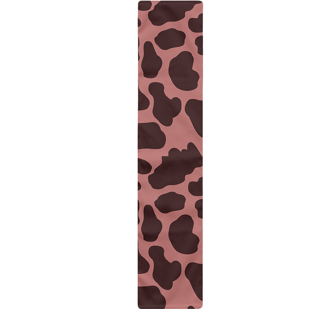 Red Brown Cow Print Table Runner