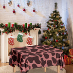 Red Brown Cow Print Tablecloth