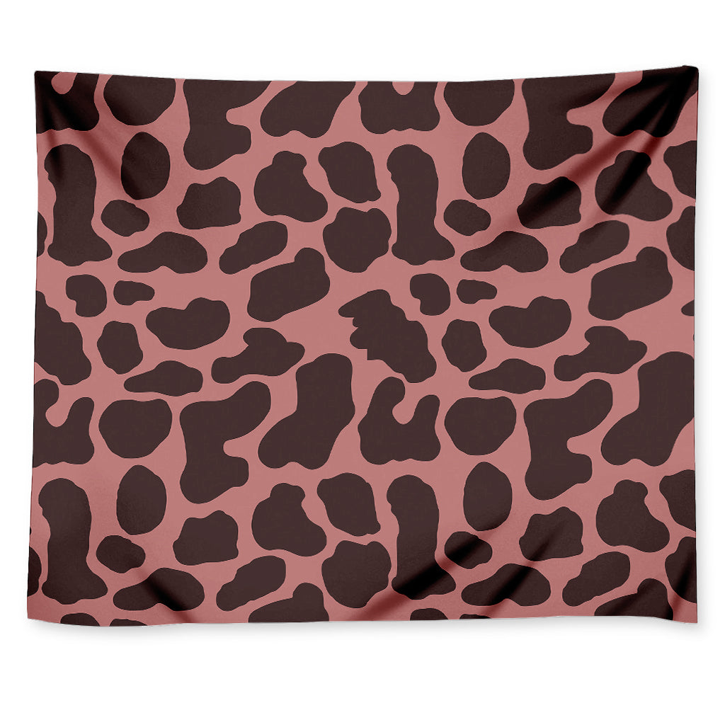 Red Brown Cow Print Tapestry
