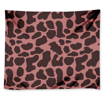 Red Brown Cow Print Tapestry