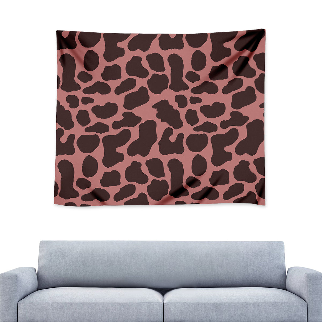 Red Brown Cow Print Tapestry