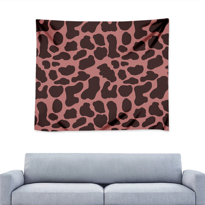 Red Brown Cow Print Tapestry
